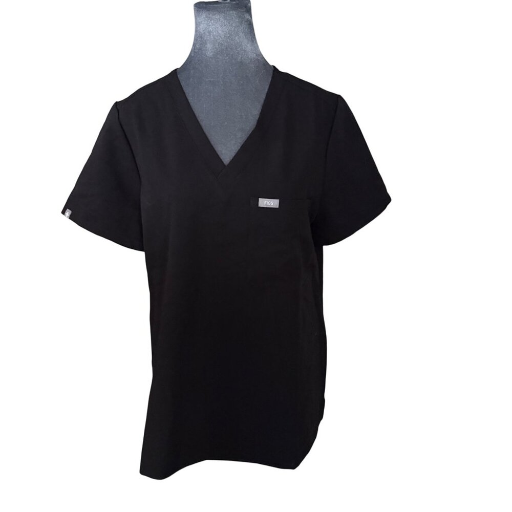 Figs Technical Collection Black V-Neck Scrub Top M